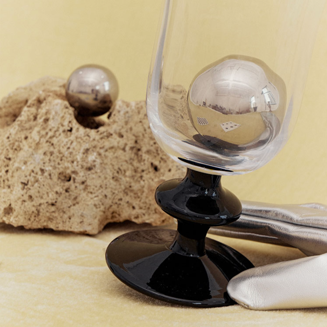 SRM - Black Tulip Goblet-Drinkware- A Bit Sleepy | Homedecor Concept Store