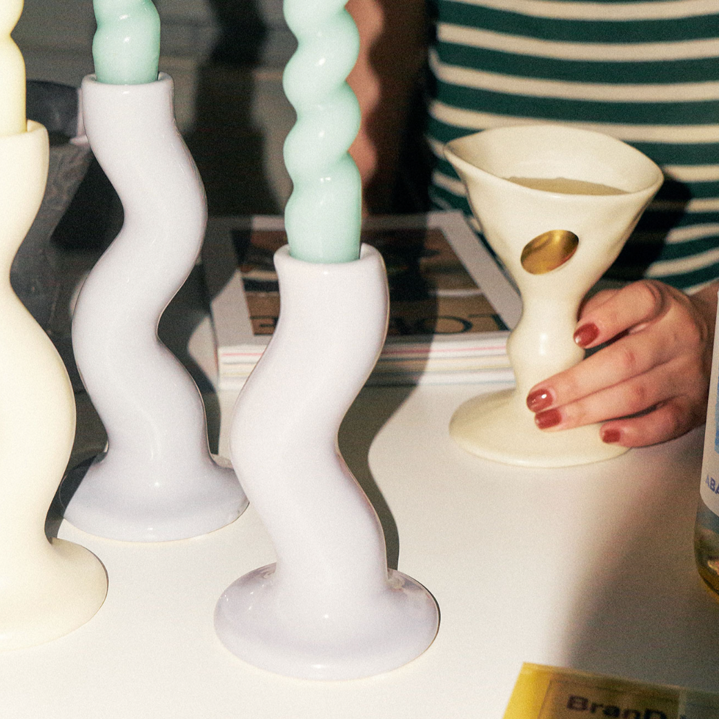 SRM - Twisty Polished Ceramic Candle Holder-Furnishings- A Bit Sleepy | Homedecor Concept Store
