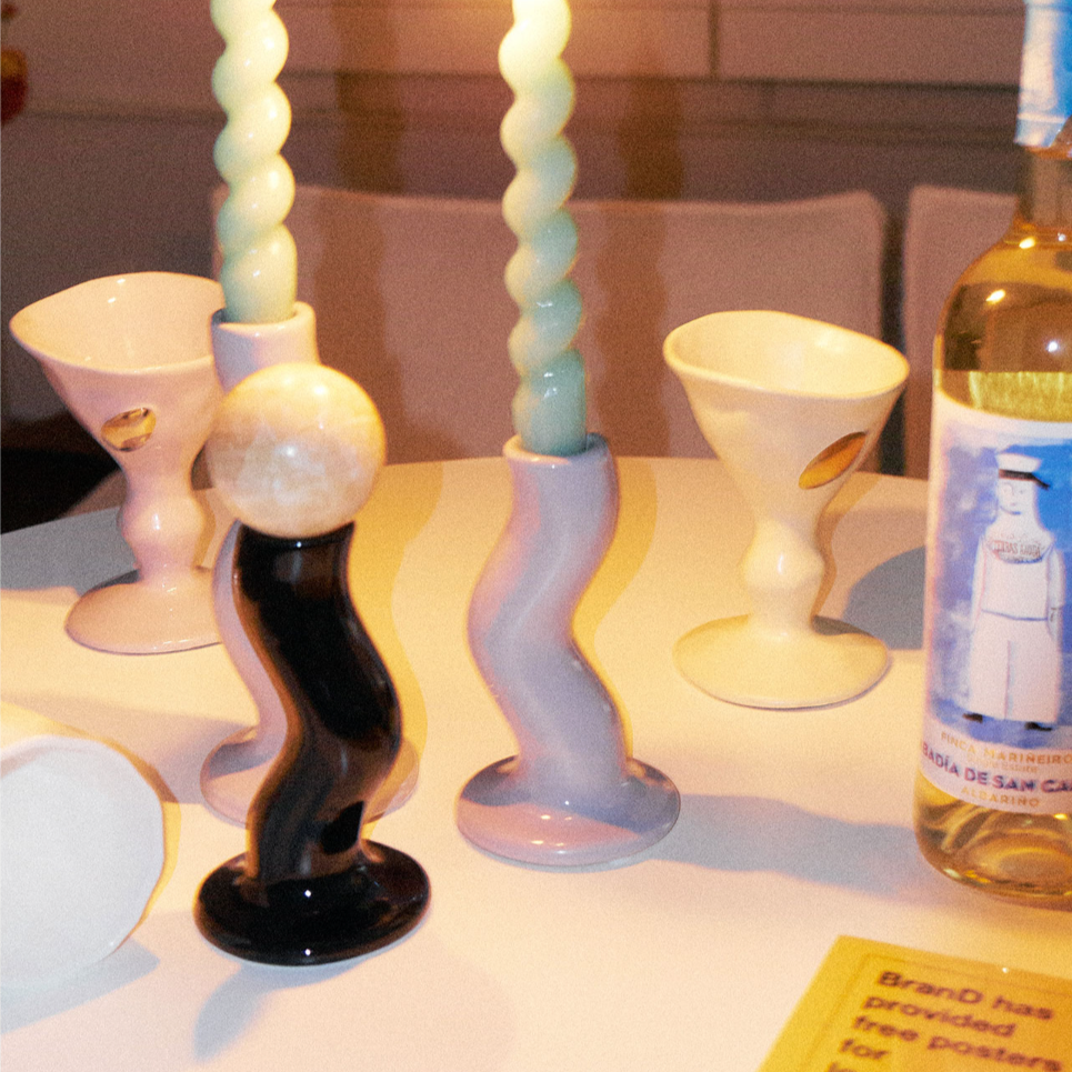 SRM - Twisty Polished Ceramic Candle Holder-Furnishings- A Bit Sleepy | Homedecor Concept Store