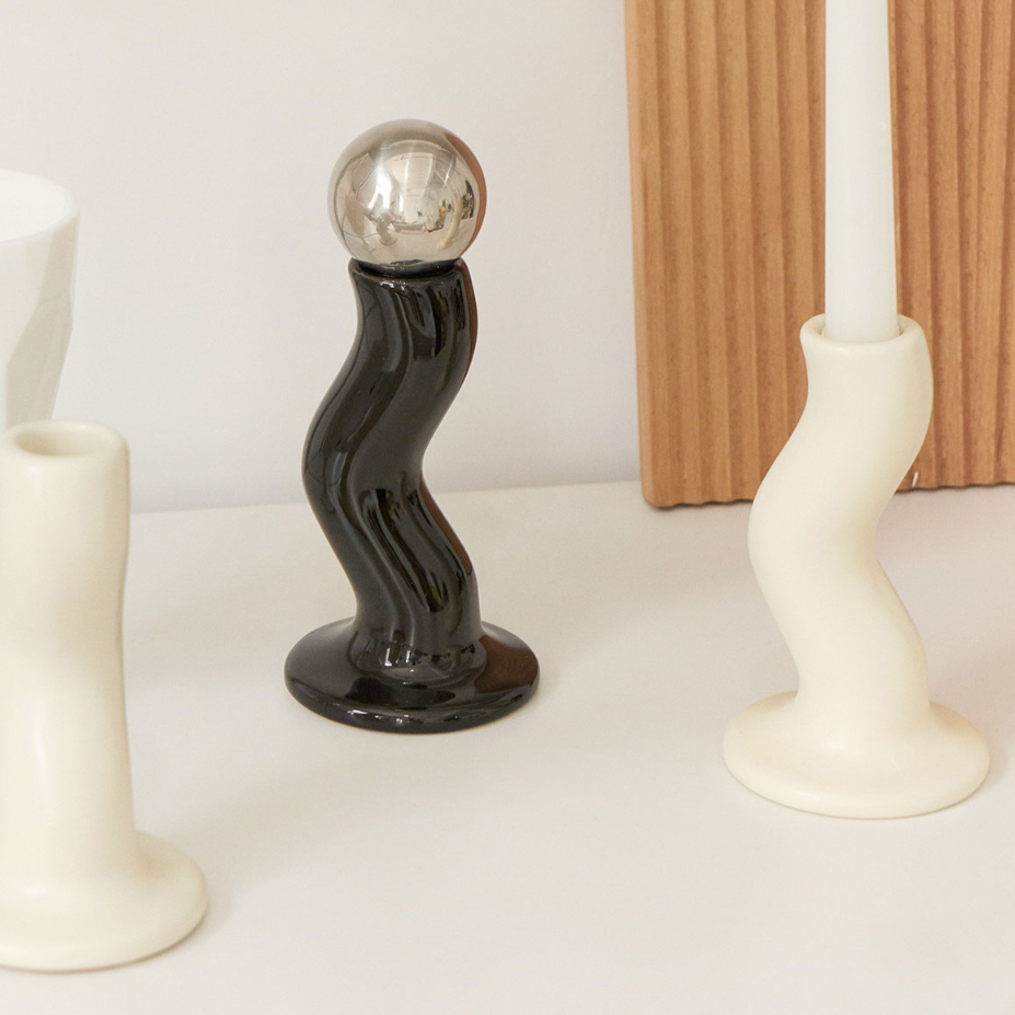 SRM - Twisty Polished Ceramic Candle Holder-Furnishings- A Bit Sleepy | Homedecor Concept Store