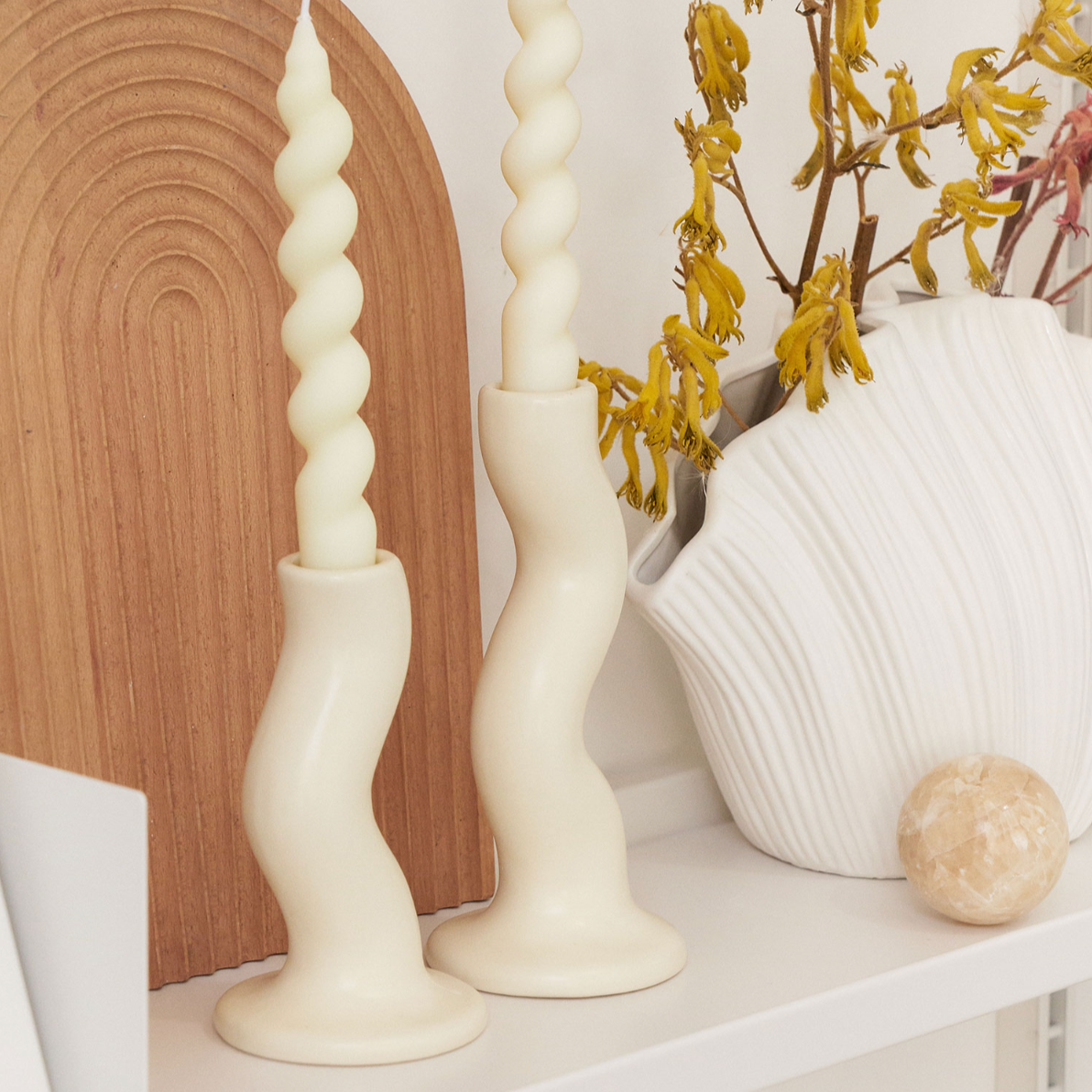 SRM - Twisty Polished Ceramic Candle Holder-Furnishings- A Bit Sleepy | Homedecor Concept Store