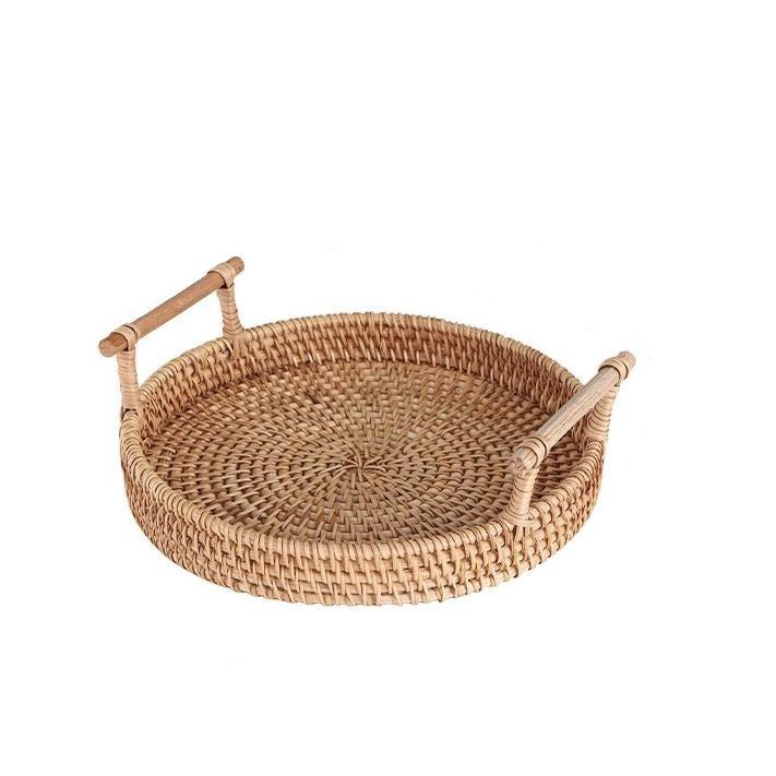 Hand-woven Rattan Serving Tray (with blotting papers)-Kitchenware- A Bit Sleepy | Homedecor Concept Store