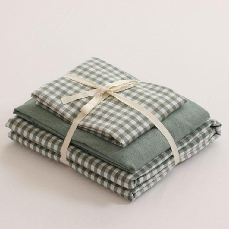 MilkTea Checker Bedding Set (3 colors)-Textiles- A Bit Sleepy | Homedecor Concept Store
