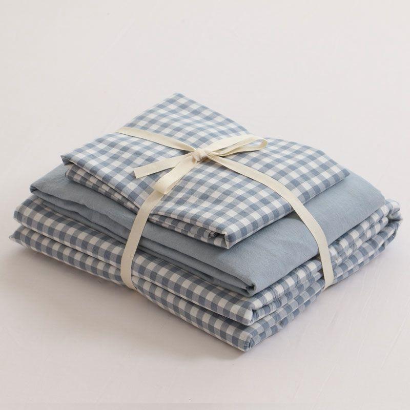 MilkTea Checker Bedding Set (3 colors)-Textiles- A Bit Sleepy | Homedecor Concept Store