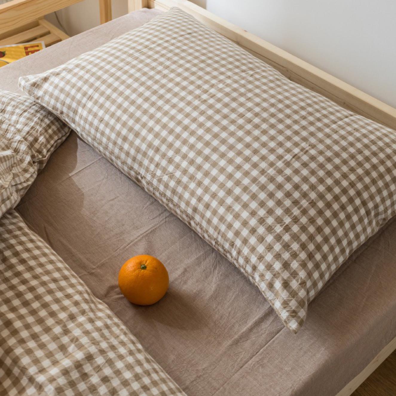 MilkTea Checker Bedding Set (3 colors)-Textiles- A Bit Sleepy | Homedecor Concept Store