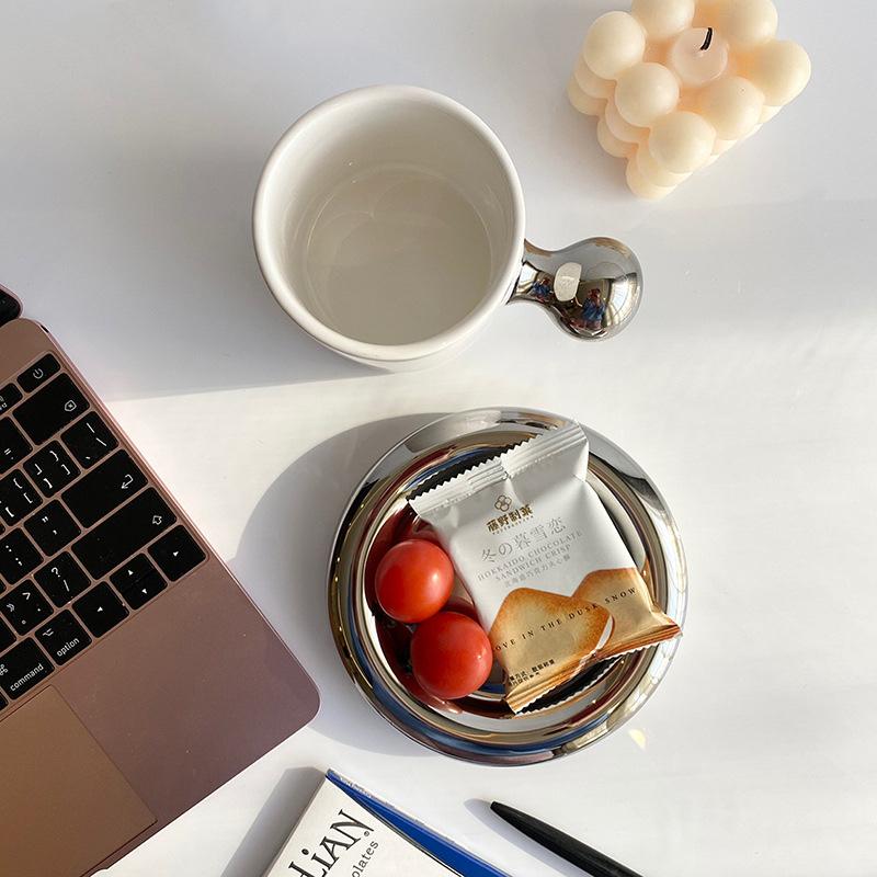 Modern Silver Handle Ceramic Mug-Drinkware- A Bit Sleepy | Homedecor Concept Store