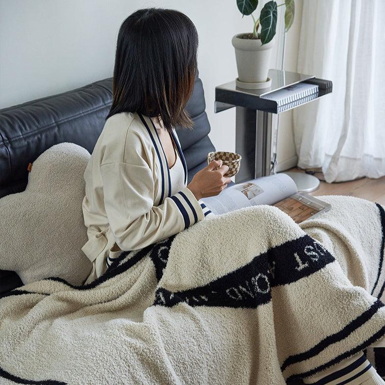 Momo - Big Heart Black and White Fleece Blanket-Textiles- A Bit Sleepy | Homedecor Concept Store