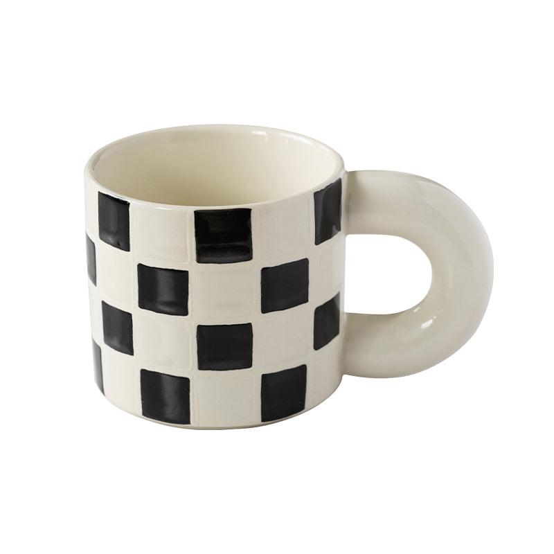 Momo - Checkerboard Ceramic Mug-Drinkware- A Bit Sleepy | Homedecor Concept Store