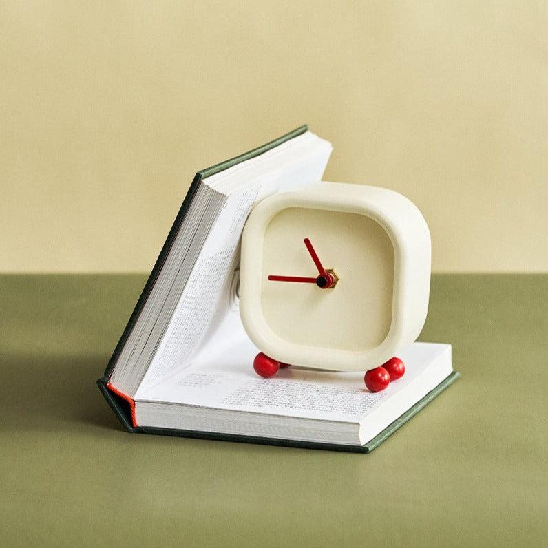 Momo - Mini Cream Plain Wooden Tabletop Clock-Furnishings- A Bit Sleepy | Homedecor Concept Store