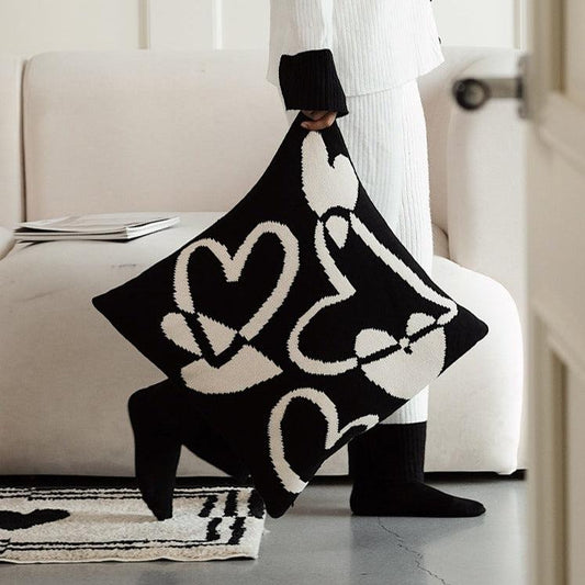 Momo - Wonderland Big Heart Knit Throw Pillow-Textiles- A Bit Sleepy | Homedecor Concept Store