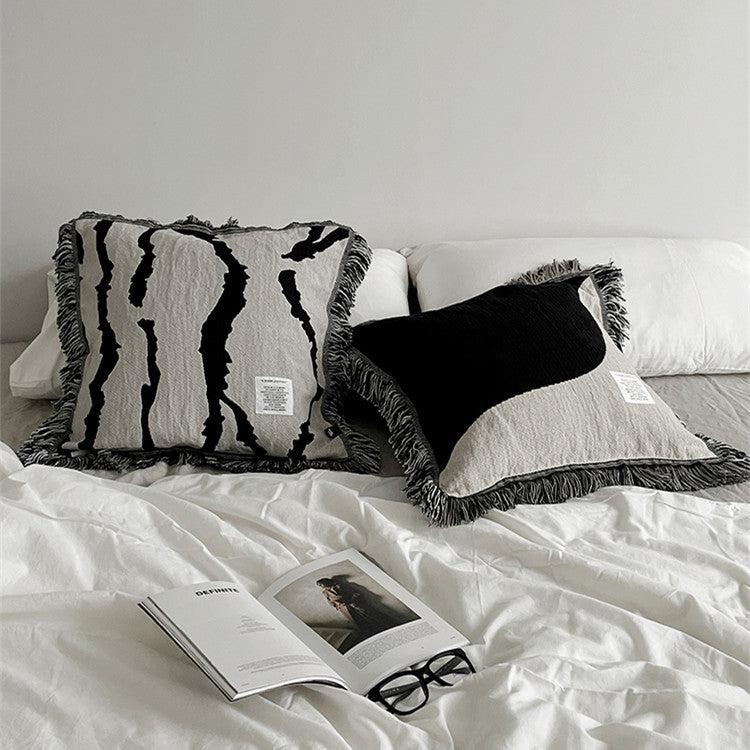 More - Abstract Woven Tassel Throw Pillow-Textiles- A Bit Sleepy | Homedecor Concept Store