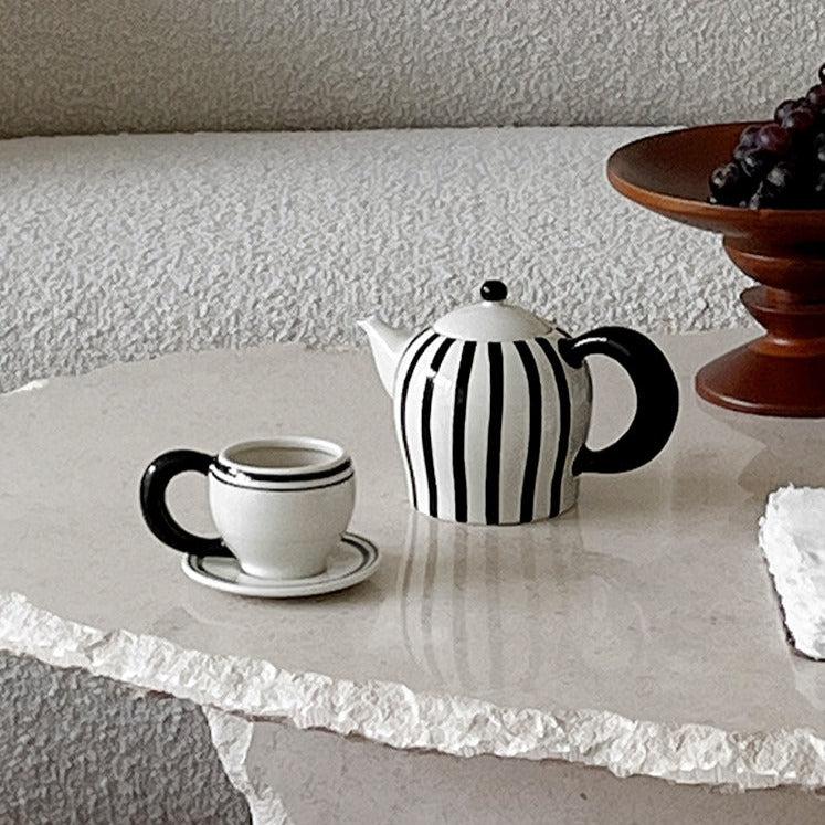 More - Ettore Stripes Ceramic Teapot Set-Drinkware- A Bit Sleepy | Homedecor Concept Store