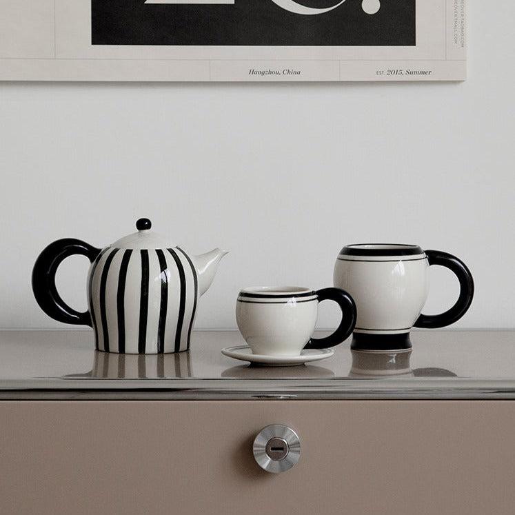 More - Ettore Stripes Ceramic Teapot Set-Drinkware- A Bit Sleepy | Homedecor Concept Store
