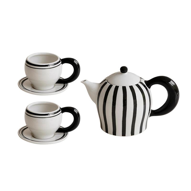 More - Ettore Stripes Ceramic Teapot Set-Drinkware- A Bit Sleepy | Homedecor Concept Store
