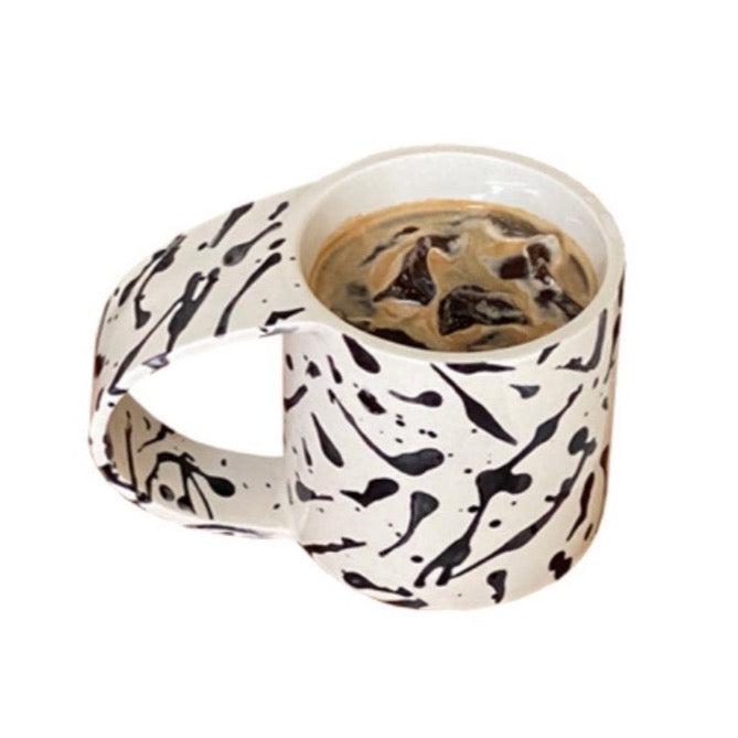 R.F - Plain White Ink Splash Wide Handle Mug-Drinkware- A Bit Sleepy | Homedecor Concept Store